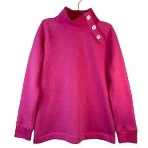 Crewcuts Fleece Top Girls Size M Pink Mock neck with Buttons Long Sleeve Barbie